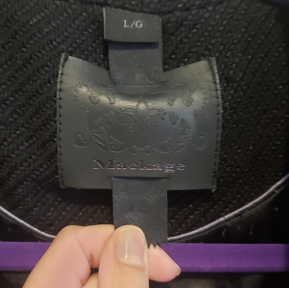 Mackage wool leather peacoat large tweed black - Picture 4 of 11